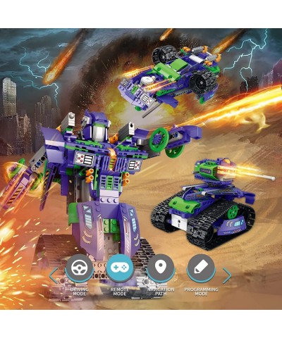 3 in 1 STEM Robot Building Kit Programmable Robot Building Kit APP & Remote Control Samurai /Raid Tank Land Flying Car Buildi...