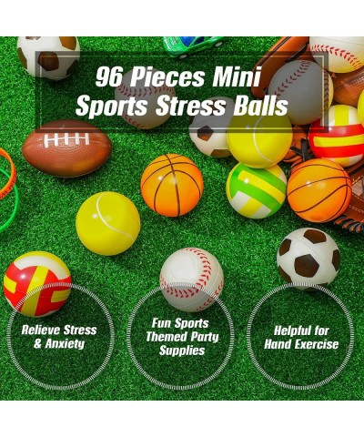 96 Pieces Sports Stress Balls 2.5 Inch Mini Foam Balls Pool Beach Toys Storage Bag Include Basketball Football Baseball Socce...