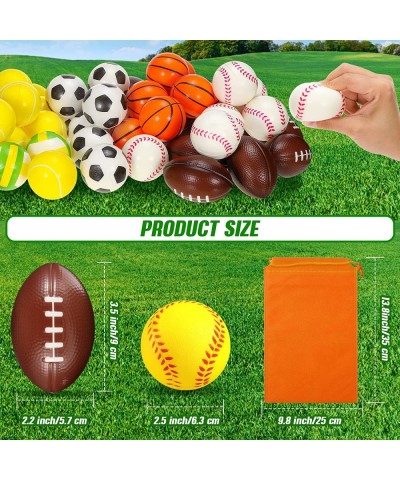 96 Pieces Sports Stress Balls 2.5 Inch Mini Foam Balls Pool Beach Toys Storage Bag Include Basketball Football Baseball Socce...