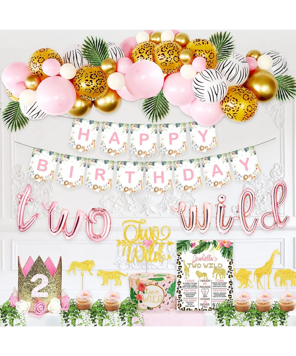 Two Wild Birthday Decorations Girl Safari Birthday Decorations 2nd Jungle Theme Birthday Decorations Second Wild Two Party Su...