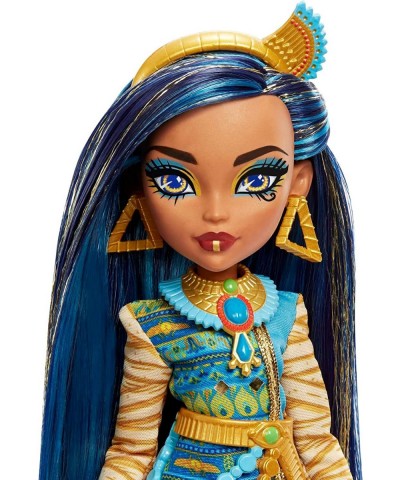 Doll Cleo De Nile with Accessories and Pet Dog Posable Fashion Doll with Blue Streaked Hair $33.17 Dolls