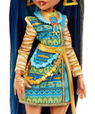 Doll Cleo De Nile with Accessories and Pet Dog Posable Fashion Doll with Blue Streaked Hair $33.17 Dolls