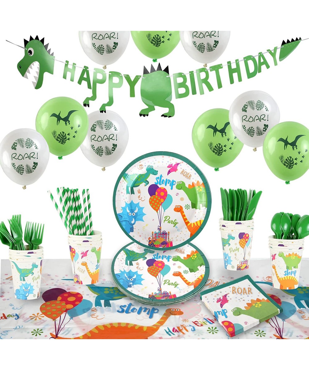 All-in-One Dinosaur Party Supplies Dinosaur Party Plates Napkins Cups Utensils Table Cover - Dinosaur Birthday Party Decorati...