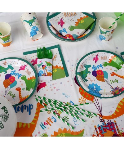 All-in-One Dinosaur Party Supplies Dinosaur Party Plates Napkins Cups Utensils Table Cover - Dinosaur Birthday Party Decorati...