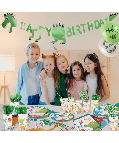 All-in-One Dinosaur Party Supplies Dinosaur Party Plates Napkins Cups Utensils Table Cover - Dinosaur Birthday Party Decorati...