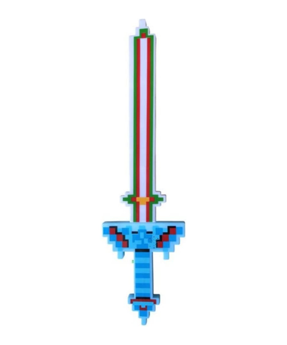 Toys and Stuff 23 in LED Blue Green and Red Glow Light Up Pixel 8-Bit Toy Play Sword Light Saber for Kids Boys Girls and Teen...