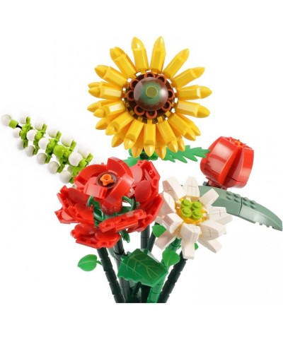 Artificial Flower Bouquet Building Blocks Botanical Collection Flowers Blocks Kit for Home Decoration Unique Creative and Col...