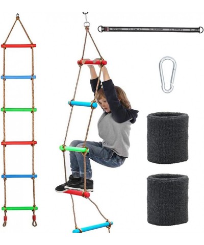 Climbing Rope Ladder 6.9FT Tree Swing with Hanging Strap & Wristbands Colorful Kids Climbing Ladder Hanging Rope Ladder Great...