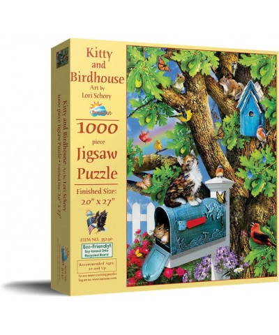 Kitty and Birdhouse 1000 pc Jigsaw Puzzle by Artist: Lori Schory $26.10 Jigsaw Puzzles