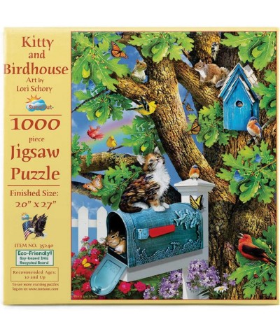 Kitty and Birdhouse 1000 pc Jigsaw Puzzle by Artist: Lori Schory $26.10 Jigsaw Puzzles