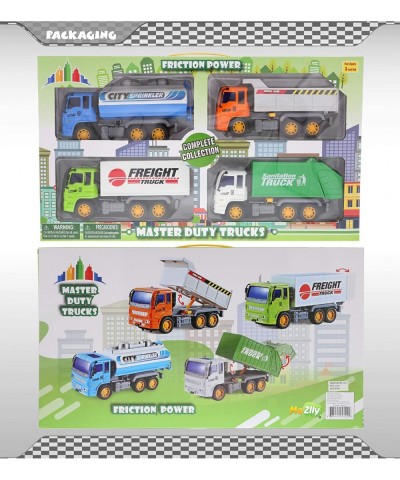 Friction Utility Vehicle Pack - Includes Freight Garbage Water Tank & Construction Toy Trucks for Kids Fun Pretend Play City ...