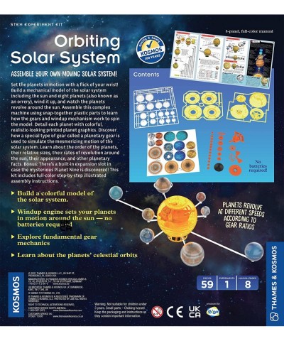 Orbiting Solar System STEM Kit | Build a Rotating Solar System Model | Planets Revolve Using a Windup Motor | Explore Gear Ra...