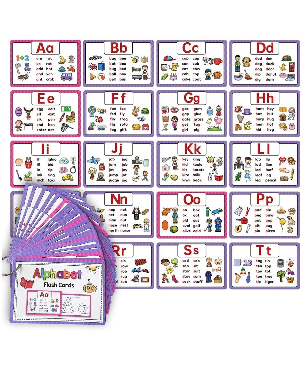 A-Z Alphabet Phonics CVC Words Flash Cards Kids Toddlers 26 Letter Stroke Order Cards Homeschool Kindergarten Supplies Kids T...