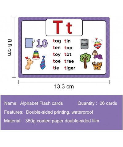 A-Z Alphabet Phonics CVC Words Flash Cards Kids Toddlers 26 Letter Stroke Order Cards Homeschool Kindergarten Supplies Kids T...