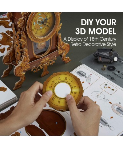 3D Puzzle for Adults Kids Pendulum Desk Clock Model Kit Vintage Table Clocks Craft Kits Foam Board Clocks for Living Room Dec...