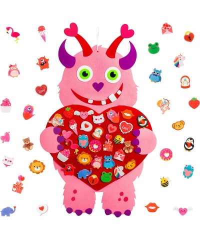 33Pcs Love Heart Monster Felt Craft Kit DIY Monster Felt Hanging Decoration with Detachable Ornaments Monster Holiday Birthda...