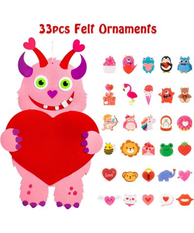 33Pcs Love Heart Monster Felt Craft Kit DIY Monster Felt Hanging Decoration with Detachable Ornaments Monster Holiday Birthda...