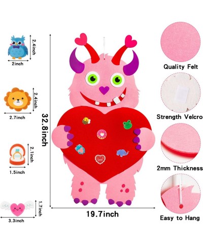 33Pcs Love Heart Monster Felt Craft Kit DIY Monster Felt Hanging Decoration with Detachable Ornaments Monster Holiday Birthda...