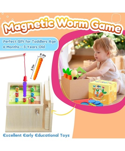 4 in 1 Educational Montessori Toys for 1 2 Year Old Include Object Permanence Box Magnetic Worm Game Carrot Harvest Toy Coin ...