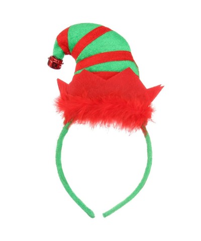 Christmas Headband Elf Hat Hair Hoop Cute Bell Hairband Elves Party Hats with Jingle Bells Feather for Santa Party Carnival C...