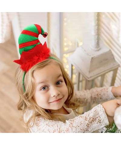 Christmas Headband Elf Hat Hair Hoop Cute Bell Hairband Elves Party Hats with Jingle Bells Feather for Santa Party Carnival C...