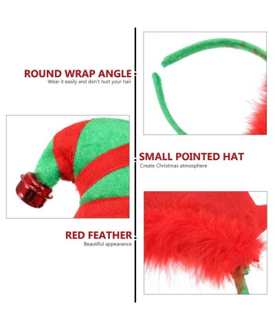 Christmas Headband Elf Hat Hair Hoop Cute Bell Hairband Elves Party Hats with Jingle Bells Feather for Santa Party Carnival C...