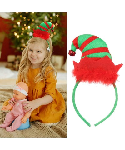 Christmas Headband Elf Hat Hair Hoop Cute Bell Hairband Elves Party Hats with Jingle Bells Feather for Santa Party Carnival C...