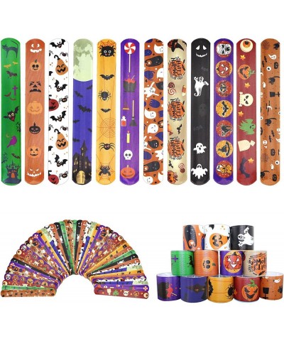 48 PCS Halloween Slap Bracelets for Kids Friendship Slap Bracelet for Halloween Party Favors Classroom Gifts $20.93 Kids' Par...