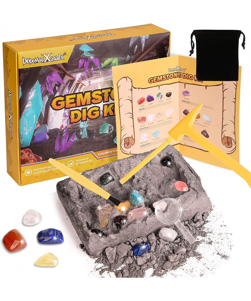 Gemstone Dig Kit 16 Real Gem Excavation Kit Dig up 16 Real Gems Stones Mega Gems STEM Science Kits Excavate Toys for Girls Bo...