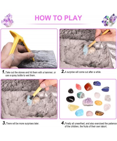 Gemstone Dig Kit 16 Real Gem Excavation Kit Dig up 16 Real Gems Stones Mega Gems STEM Science Kits Excavate Toys for Girls Bo...