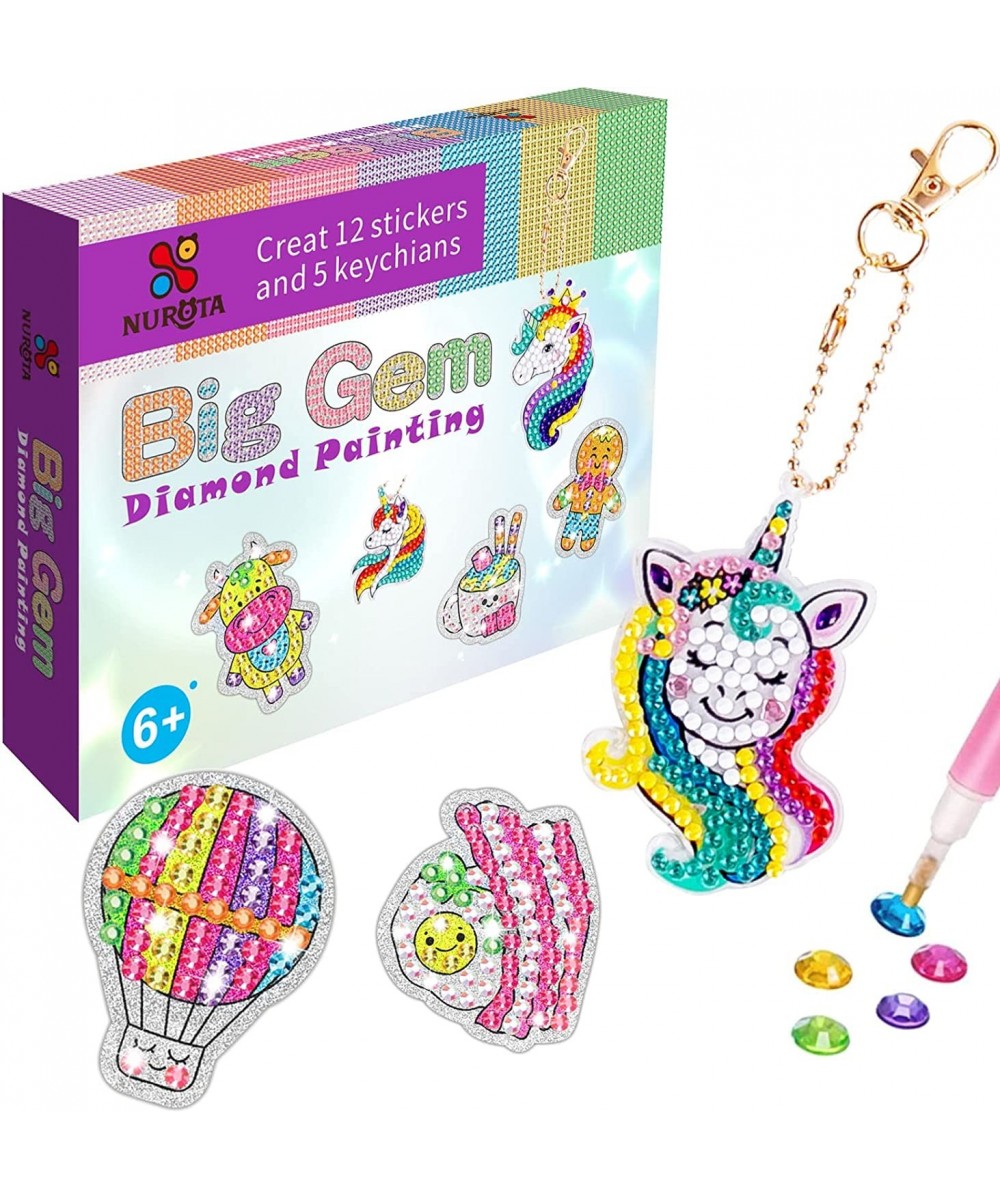 Girl Wanted Unicorn Arts and Crafts for Kids Ages 6-8 DIY 5 Giftable Keychains and 12 Mosaic Stickers - Diamond Art for Kids ...