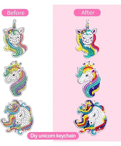 Girl Wanted Unicorn Arts and Crafts for Kids Ages 6-8 DIY 5 Giftable Keychains and 12 Mosaic Stickers - Diamond Art for Kids ...