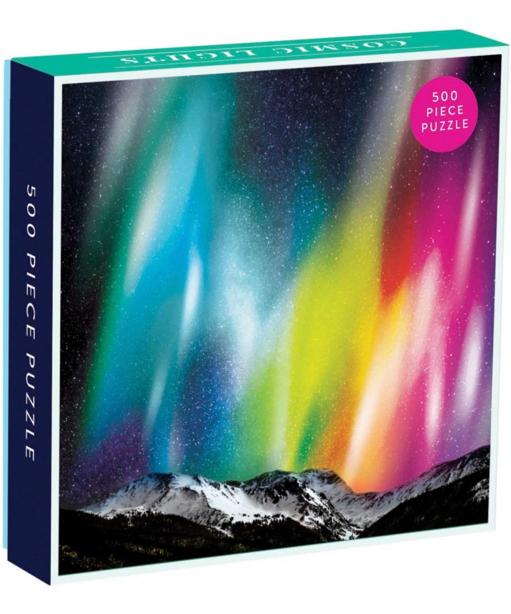 Cosmic Lights 500 Piece Jigsaw Puzzle for Families and Adults Outer Space Family Puzzle with Rainbow Aurora and Mountain Back...