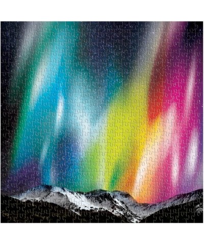 Cosmic Lights 500 Piece Jigsaw Puzzle for Families and Adults Outer Space Family Puzzle with Rainbow Aurora and Mountain Back...