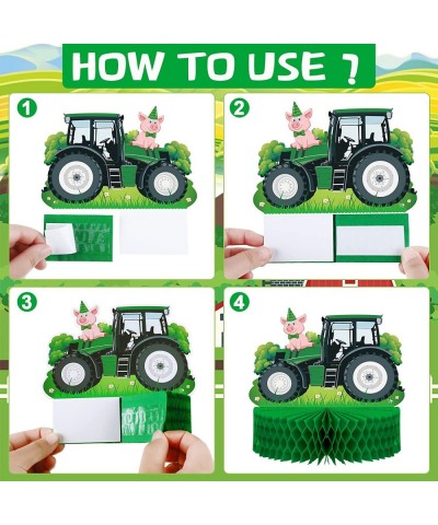 9 Pcs Tractor Honeycomb Table Centerpiece Farm Green Tractor Themed Birthday Party Supplies Tractor Lawn Party Decorations An...