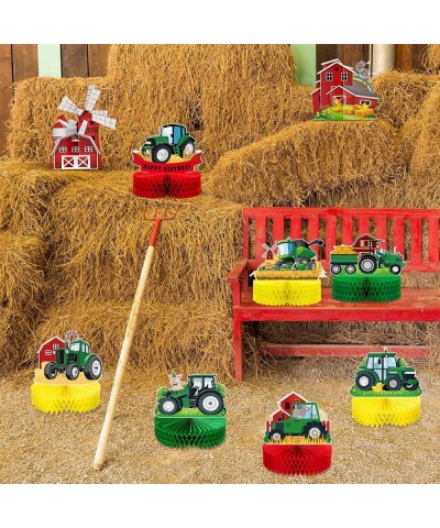 9 Pcs Tractor Honeycomb Table Centerpiece Farm Green Tractor Themed Birthday Party Supplies Tractor Lawn Party Decorations An...