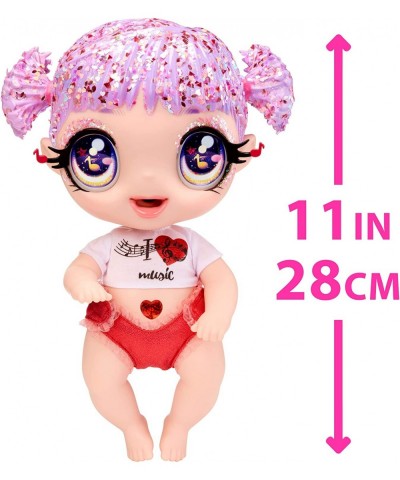 MGA'S Glitter Babyz Melody Highnote Baby Doll with 3 Magical Color Changes Lavender Glitter Hair Music Outfit Diaper Bottle P...