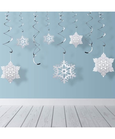 Christmas Snowflake Hanging Swirl 30Pcs Christmas Party Decorations Glittery Silver Ceiling Swirls Dangling Decor for Xmas Ho...