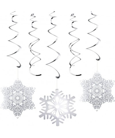 Christmas Snowflake Hanging Swirl 30Pcs Christmas Party Decorations Glittery Silver Ceiling Swirls Dangling Decor for Xmas Ho...