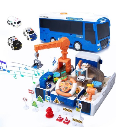 Race Track Car Adventure Bus Toys Tranforming Bus with Sound and Light Simulation Steering Wheel Vehicle Toy Gift for 3 4 5 6...