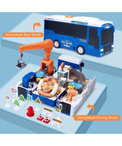 Race Track Car Adventure Bus Toys Tranforming Bus with Sound and Light Simulation Steering Wheel Vehicle Toy Gift for 3 4 5 6...