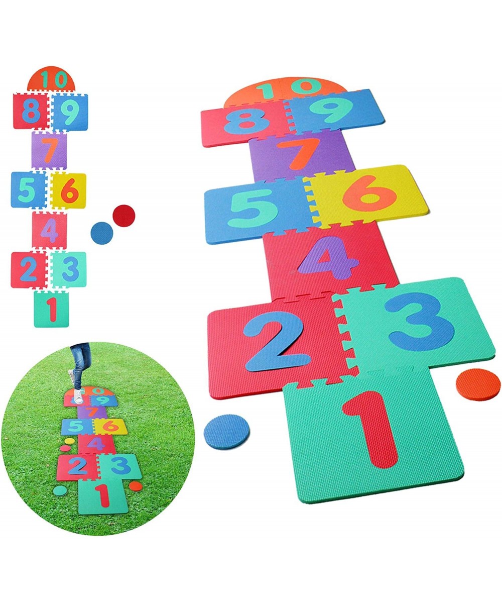 Hopscotch Playmat Foam Interlocking Puzzle Floor Mat - 10 Large Number Tiles (12" by 12" Square Blocks) $42.52 Puzzle Play Mats