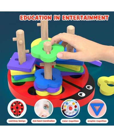 Montessori Toys for Todders Sorting Stacking Stem Toys Ladybug and Tree Fork Design Early Learning Toys for Preschool Kids Bi...