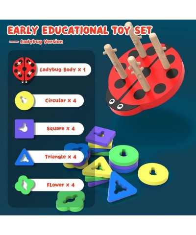 Montessori Toys for Todders Sorting Stacking Stem Toys Ladybug and Tree Fork Design Early Learning Toys for Preschool Kids Bi...