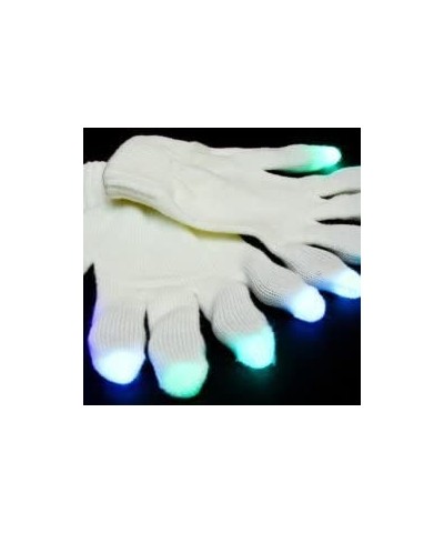 Team LED Glove Set: Spear Mint - White Rave Glow Gloves $61.25 Gags & Practical Joke Toys