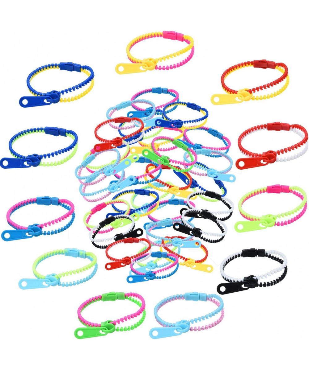 60 Pieces Zipper Bracelet Friendship Fidget Bracelet Party Sensory Bracelet Toys Favors for School Students Kids Birthday Mix...