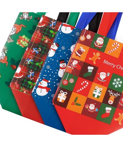 16 Pack Small Christmas Gift Bags with Tissue Paper Non-Woven Christmas Treat Bags Reusable Tote Bags with Handles for Kids C...