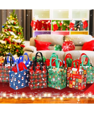 16 Pack Small Christmas Gift Bags with Tissue Paper Non-Woven Christmas Treat Bags Reusable Tote Bags with Handles for Kids C...