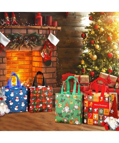 16 Pack Small Christmas Gift Bags with Tissue Paper Non-Woven Christmas Treat Bags Reusable Tote Bags with Handles for Kids C...