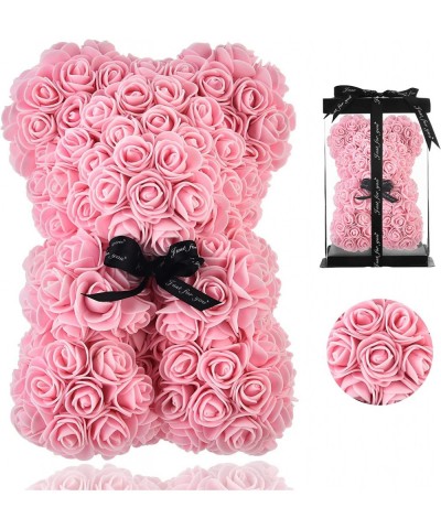 Rose Bear - Rose Teddy Bear on Every Rose Bear -Flower Bear Perfect for Anniversary's - Clear Gift Box Included! 10 Inche (Li...